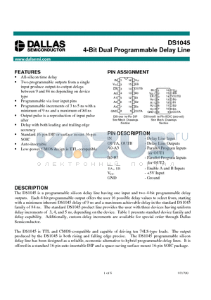 DS1045-3 datasheet - 4-Bit Dual Programmable Delay Line