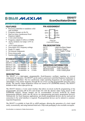 DS1077U-120 datasheet - EconOscillator/Divider