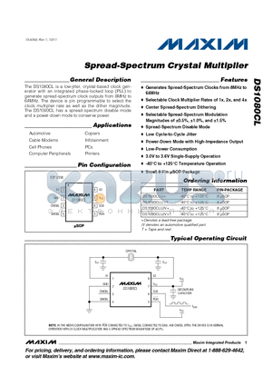 DS1080CL datasheet - Spread-Spectrum Crystal Multiplier