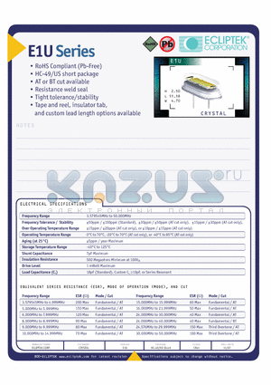 E1UDCS-20.000M-CXA datasheet - CRYSTAL