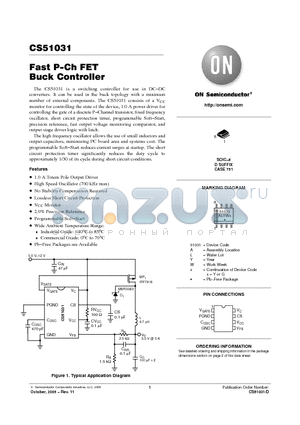 CS51031 datasheet - Fast P−Ch FET Buck Controller