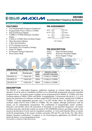 DS1085Z-25 datasheet - EconOscillator Frequency Synthesizer