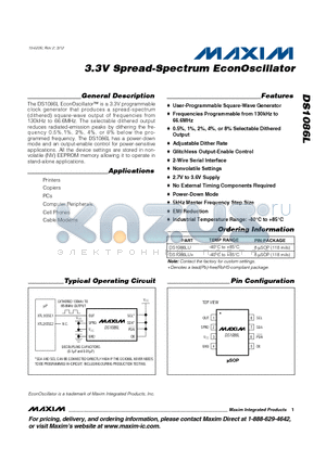 DS1086LU+ datasheet - 3.3V Spread-Spectrum EconOscillator