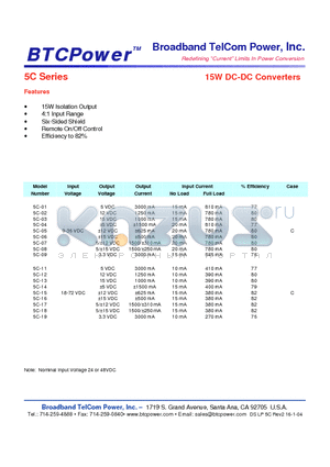 5C-01 datasheet - 15W DC-DC Converters