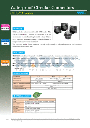 CE02-2A20-15P-D datasheet - Waterproof Circular Connectors