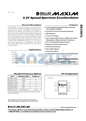 DS1087LU-466 datasheet - 3.3V Spread-Spectrum EconOscillator