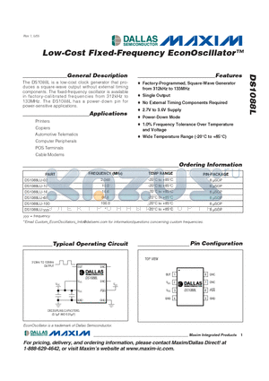 DS1088L datasheet - Low-Cost Fixed-Frequency EconOscillator