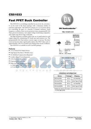 CS51033YDR8 datasheet - Fast PFET Buck Controller