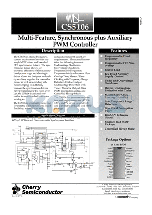 CS5106LSWR24 datasheet - Multi-Feature, Synchronous plus Auxiliary PWM Controller