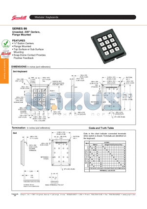 86BA2-001 datasheet - Modular Keyboards