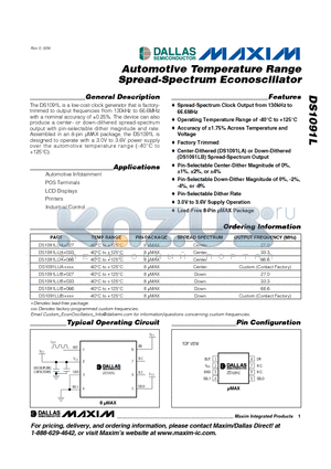 DS1091L datasheet - Automotive Temperature Range Spread-Spectrum Econoscillator