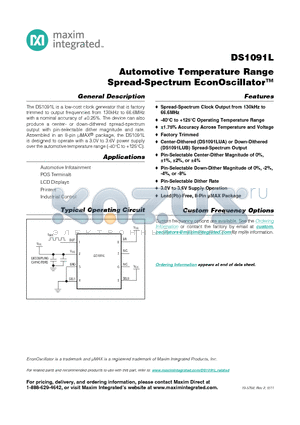 DS1091LUA-027+ datasheet - Automotive Temperature Range Spread-Spectrum EconOscillator