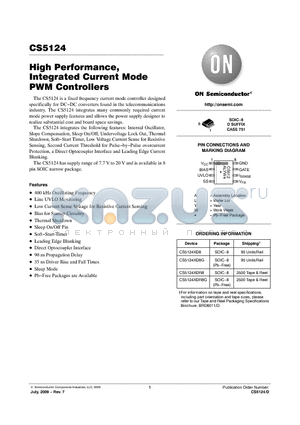 CS5126XD8 datasheet - High Performance, Integrated Current Mode PWM Controllers