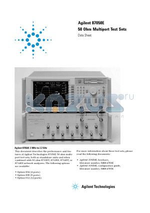 87050E-004 datasheet - 50 Ohm Multiport Test Sets