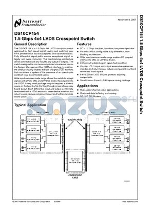 DS10CP154 datasheet - 1.5 Gbps 4X4 LVDS Crosspoint Switch