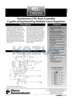 CS51313GDR16 datasheet - Synchronous CPU Buck Controller Capable of Implementing Multiple Linear Regulators