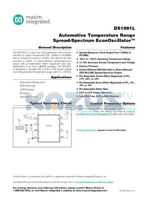 DS1091LUA-033/V+ datasheet - Automotive Temperature Range Spread-Spectrum EconOscillator