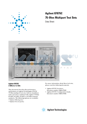 87075C-006 datasheet - 75-Ohm Multiport Test Sets