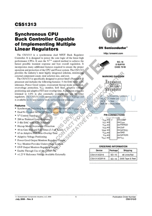 CS51313GDR16 datasheet - Synchronous CPU Buck Controller Capable of Implementing Multiple Linear Regulators