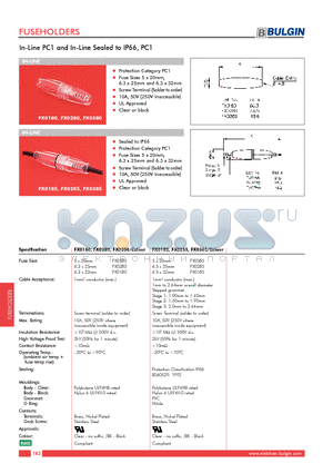 FX0180 datasheet - In-Line PC1 and In-Line Sealed to IP66, PC1