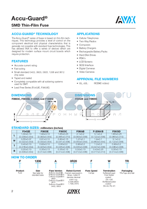 F0805B2R00FWTR datasheet - Accu-Guard SMD Thin-Film Fuse