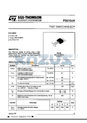 F0820DH datasheet - FAST SWITCHING SCR