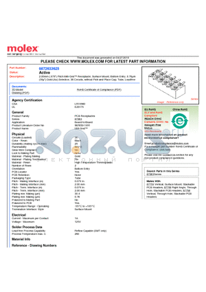 87263-3625 datasheet - 2.00mm (.079) Pitch Milli-Grid Receptacle, Surface Mount, Bottom Entry, 0.76lm (30l