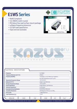 E1WSDA12-32.768KTR datasheet - CRYSTAL