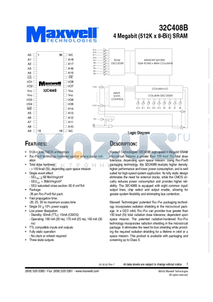 32C408BRPFE-25 datasheet - 4 Megabit (512K x 8-Bit) SRAM