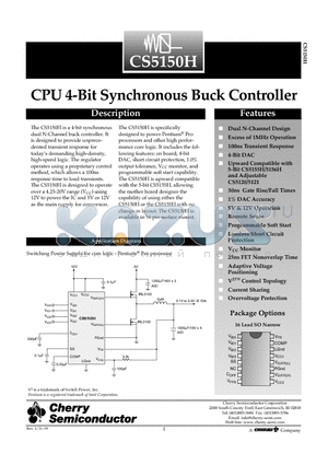 CS5150HGD16 datasheet - CPU 4-Bit Synchronous Buck Controller