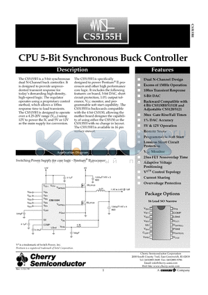 CS5155HGD16 datasheet - CPU 5-Bit Synchronous Buck Controller