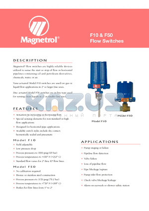 F10-4E68-HM7 datasheet - F10 & F50 Flow Switches