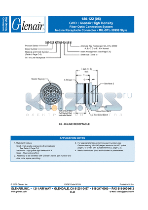 180-122XW05-21-16A datasheet - Fiber Optic Connection System