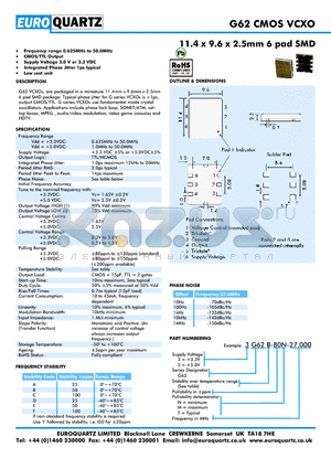 5G62A-80T-27.000 datasheet - 11.4 x 9.6 x 2.5mm 6 pad SMD