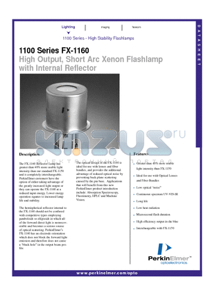 FX1161 datasheet - High Output, Short Arc Xenon Flashlamp with Internal Reflector