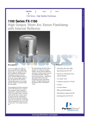 FX1162 datasheet - High Output, Short Arc Xenon Flashlamp with Internal Reflector