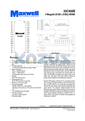 32C408BRPFB-20 datasheet - 4 Megabit (512K x 8-Bit) SRAM
