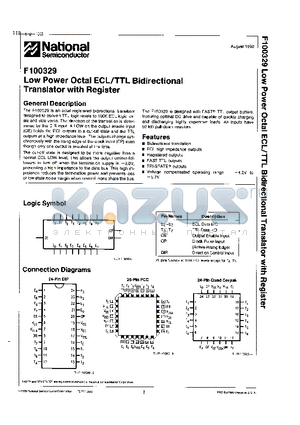 F100329D datasheet - Low Power Octal ECL/TTL Bidirectional Translator with Register