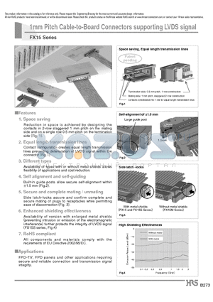 FX15S-41P-C datasheet - 1mm Pitch Cable-to-Board Connectors supporting LVDS signal