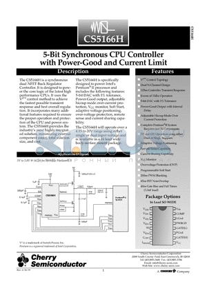 CS5166H datasheet - 5-Bit Synchronous CPU Controller with Power-Good and Current Limit