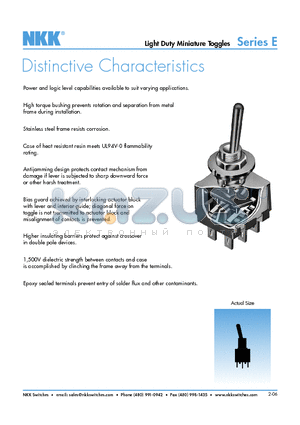 E2011PG-CE datasheet - Light Duty Miniature Toggles