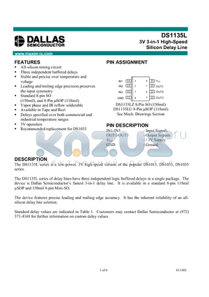 DS1135LU1015 datasheet - 3V 3-in-1 High-Speed Silicon Delay Line