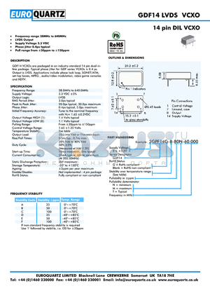 5GPF14-C-80M-60.000 datasheet - 14 pin DIL VCXO