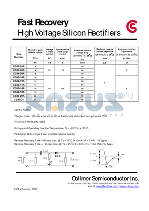 CS52-12A datasheet - Fast Recovery High Voltage Silicon Rectifiers