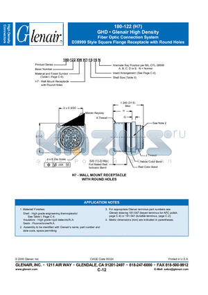 180-122XWH7-17-16C datasheet - Fiber Optic Connection System