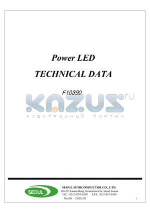 F10390 datasheet - Power LED TECHNICAL DATA