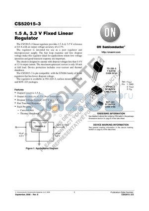 CS52015-3GDPR3 datasheet - 1.5 A, 3.3 V Fixed Linear Regulator