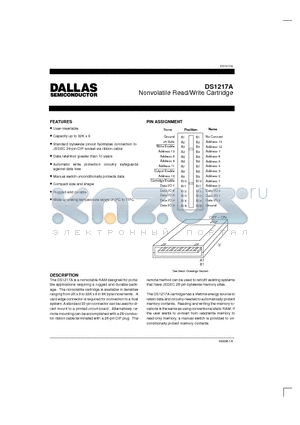 DS1217A/192K-25 datasheet - Nonvolatile Read/Write Cartridge