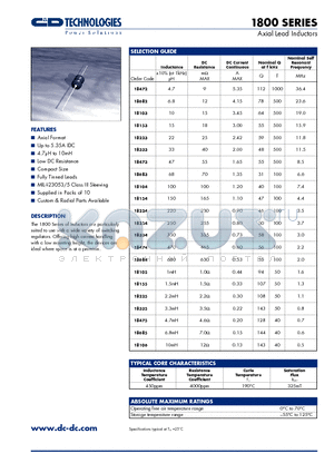 1800 datasheet - Axial Lead Inductors