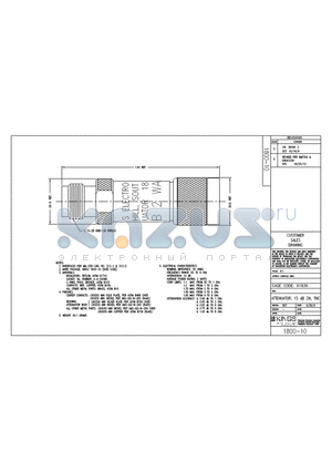 1800-10 datasheet - ATTENUATOR, 15 dB 2W, TNC